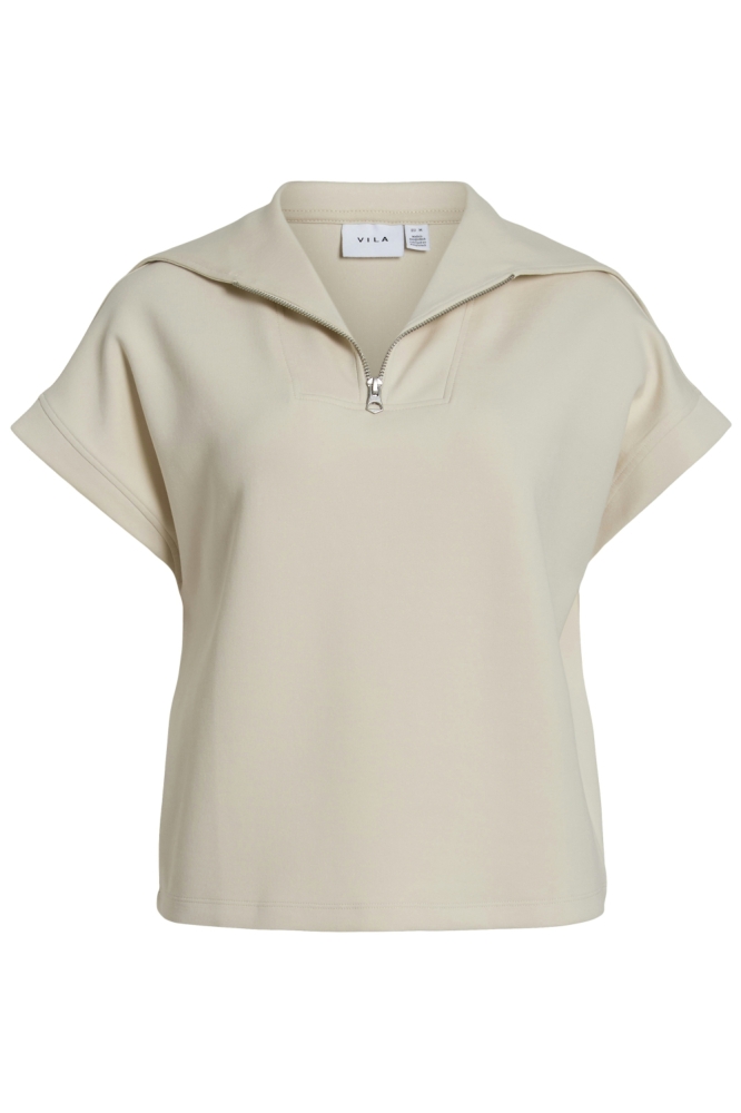 VIAMALFA COLLAR S/S TOP 14106556 BIRCH